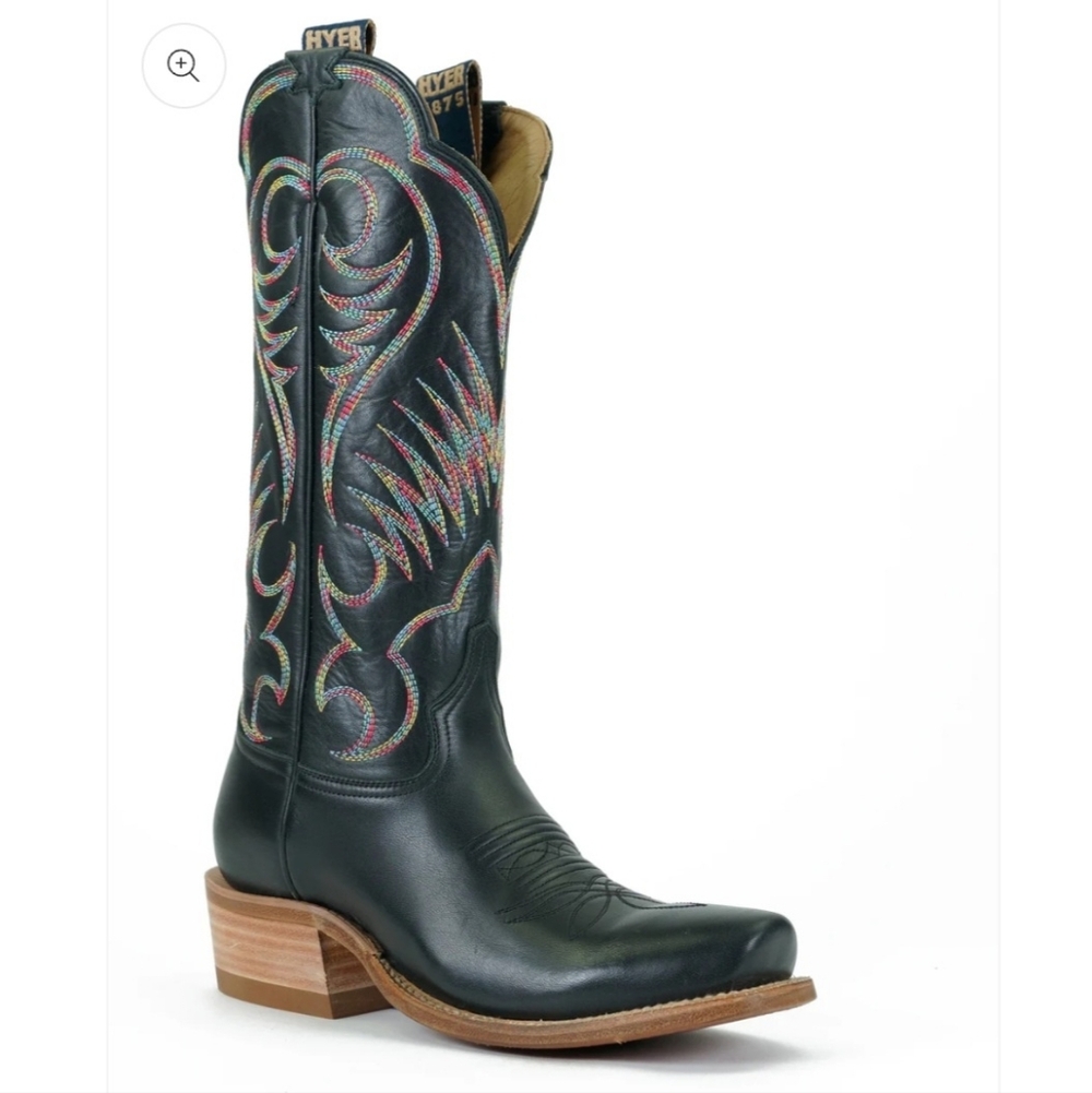 C.H. Hyer Women's Black Embroidered Heeled Boots